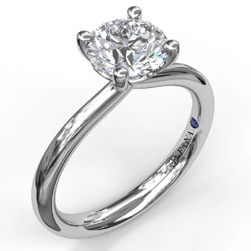 14K White Gold Diamond Timeless Round Semi Mount Ring  by Fana