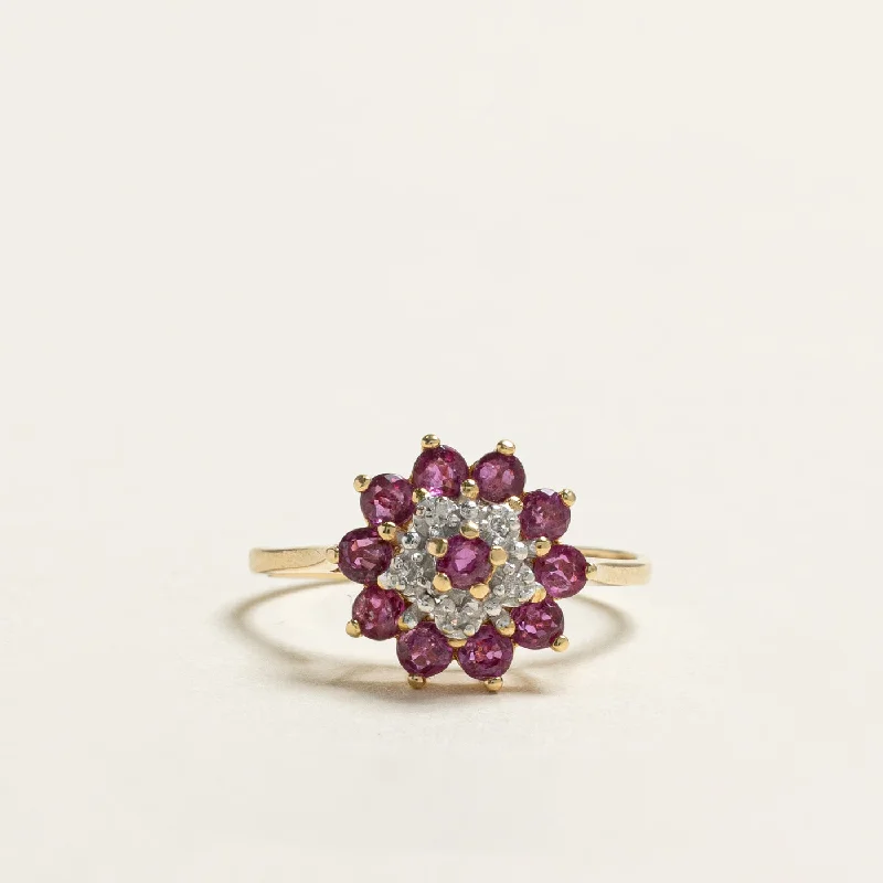 Cluster Ruby & Diamond Ring | 0.65ctw | 0.03ctw | SZ 5.75 |