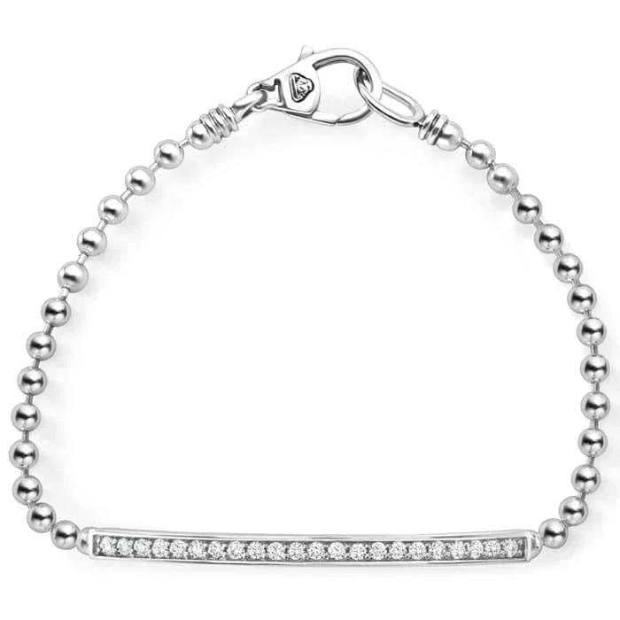 LAGOS Caviar Spark Diamond Bar Ball Chain Bracelet in Sterling Silver