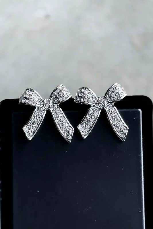 Rhinestone Bow Earrings