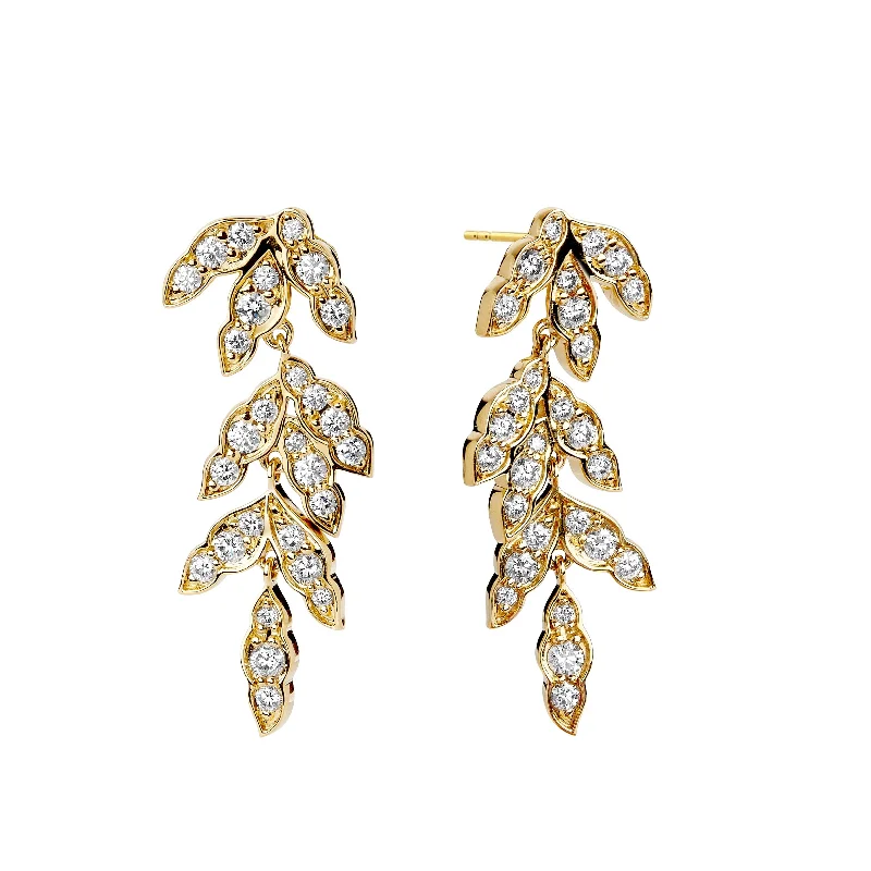 Diamond Vine Drop Earrings