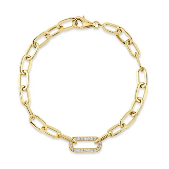 Shy Creation "Kate Collection" Diamond Link Paperclip Bracelet in 14K Yellow Gold