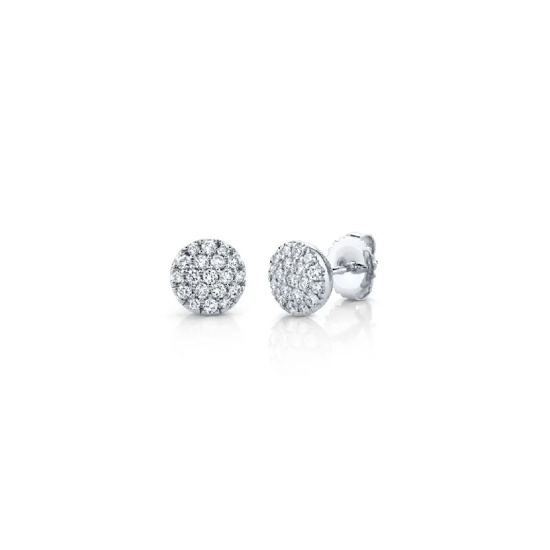 Shy Creation Diamond Pave Circle Stud Earrings