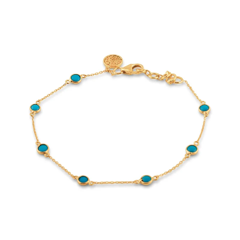 Turquoise Round Bracelet In 18K Yellow Gold