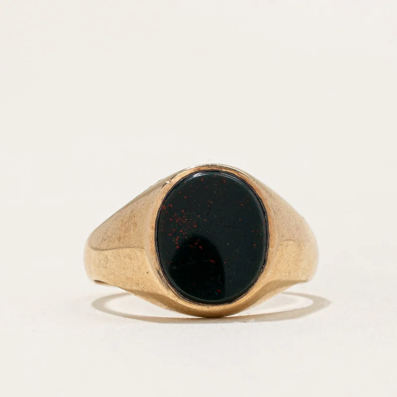 Bloodstone Oval Signet Ring | SZ 9.25 |