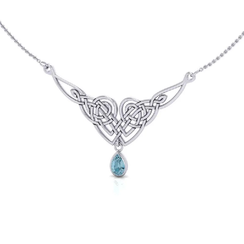 Mesmerized by an interwoven beauty  ~ Celtic Knotwork Sterling Silver Necklace with Gemstones TN066