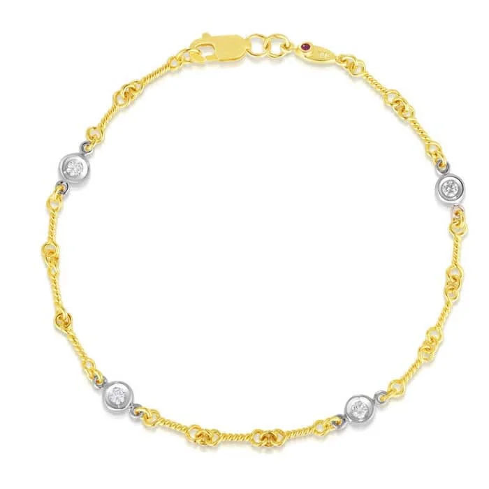 Roberto Coin 4-Station Diamond by the Yard Bracelet in 18K Gold