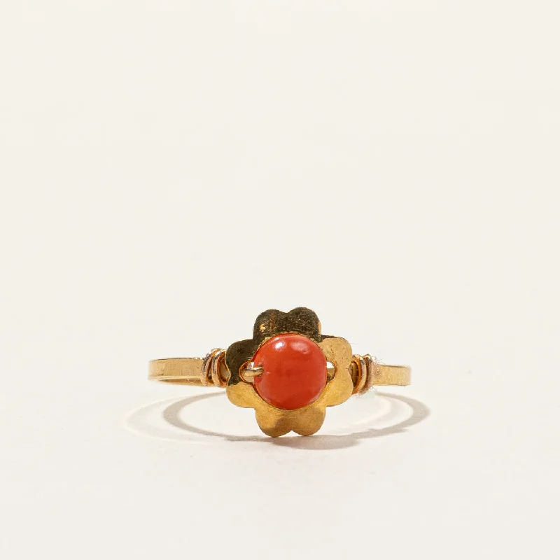 Coral Bead Ring | 0.50ct | SZ 4 |