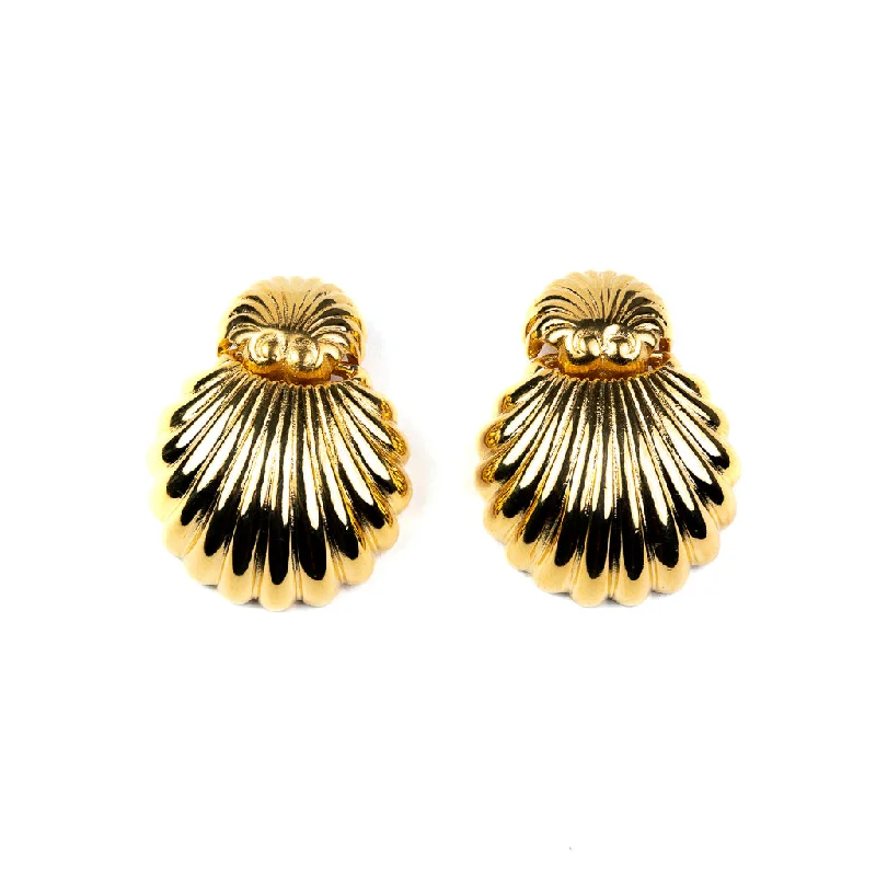 Gold Seashell Clip Earrings