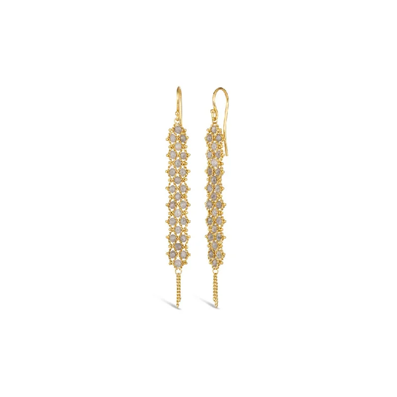 Amáli Silver Diamond Woven Long Textile Earrings