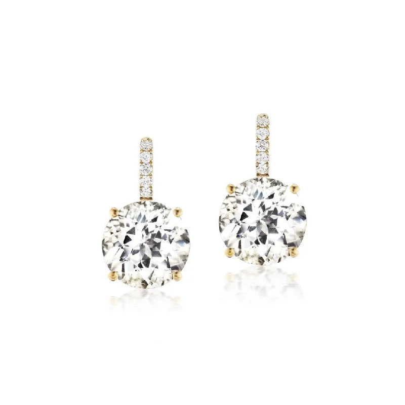 Jane Taylor White Topaz & Diamond Drop Earrings