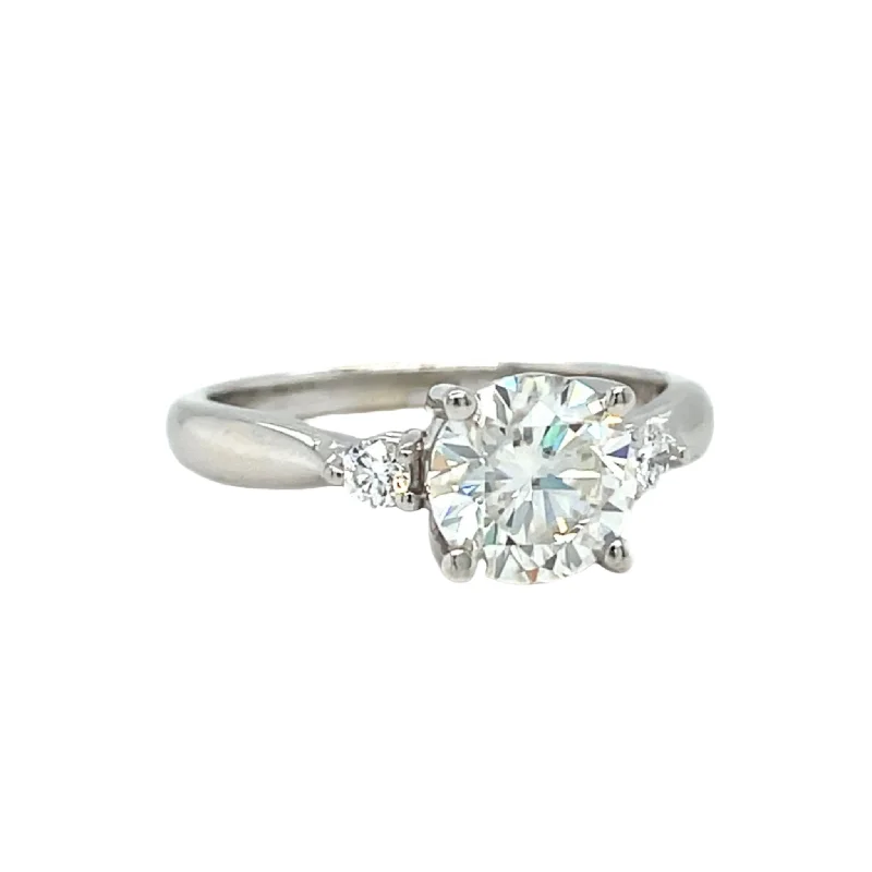 Three Stone Round Forever One Moissanite Engagement Ring