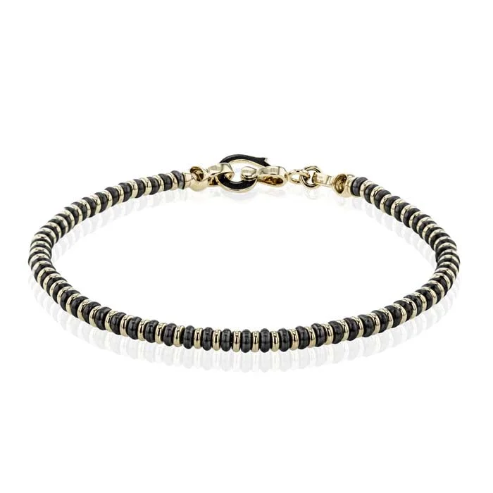 Simon G. 8” Beaded Bracelet in 14K Yellow Gold and Sterling Silver