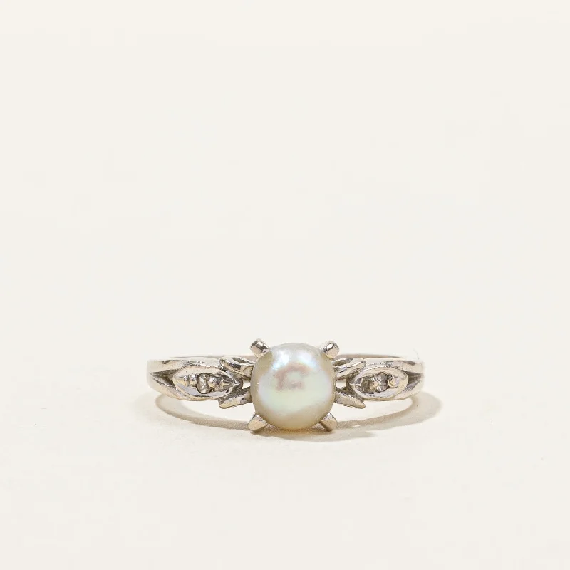 Pearl & Diamond Ring | 0.02ctw | SZ 6 |