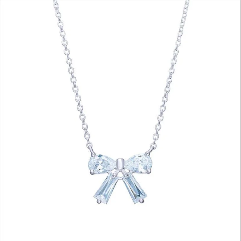 Bow CZ Necklace - Sterling Silver