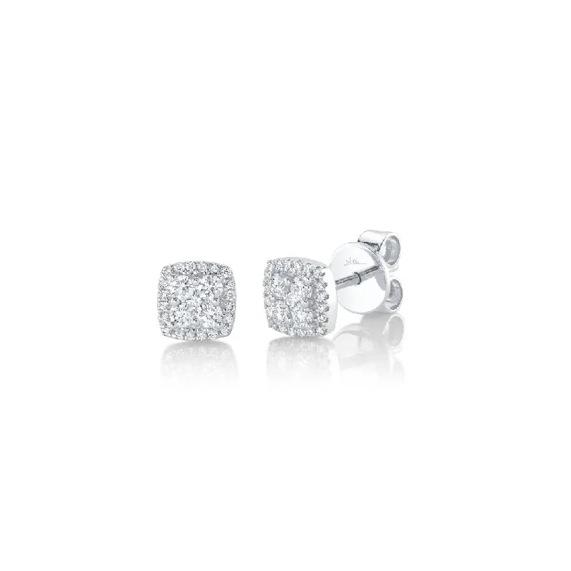 Shy Creation Pave Diamond Cushion Studs