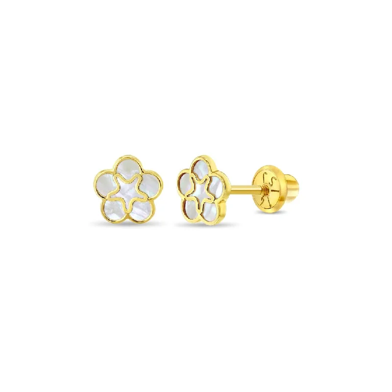 Mother of Pearl Flower Little Girl's Stud Earring