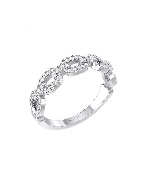 14K W Gold 0.25cttw Chain Link Diamond Ring