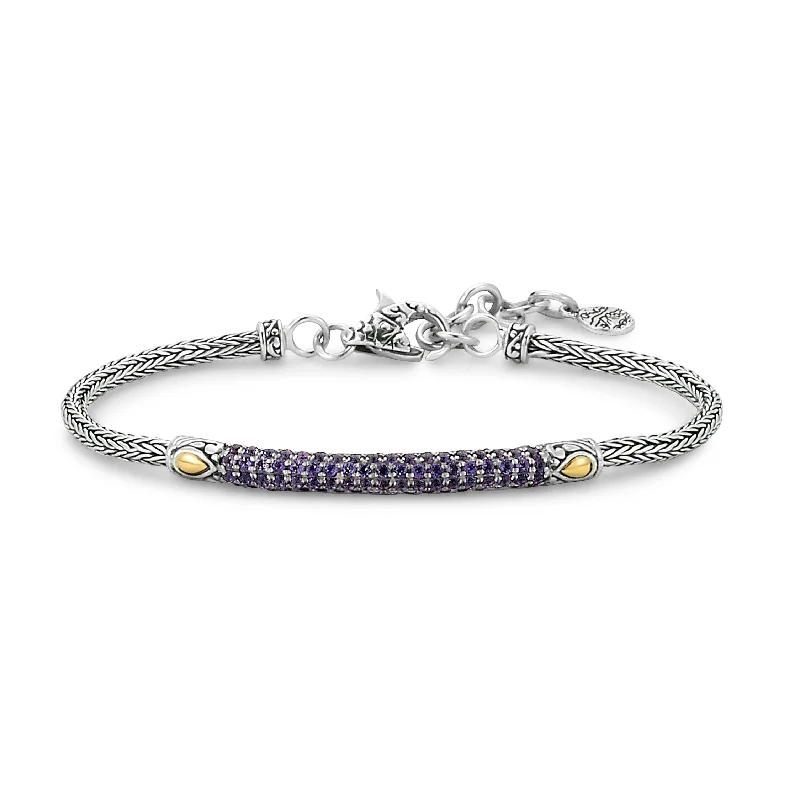 Sterling Silver/18K Amethyst Bracelet