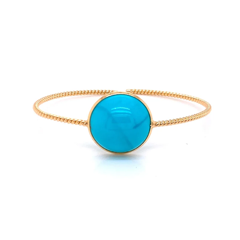 Turquoise Round Bangle In 18K Yellow Gold