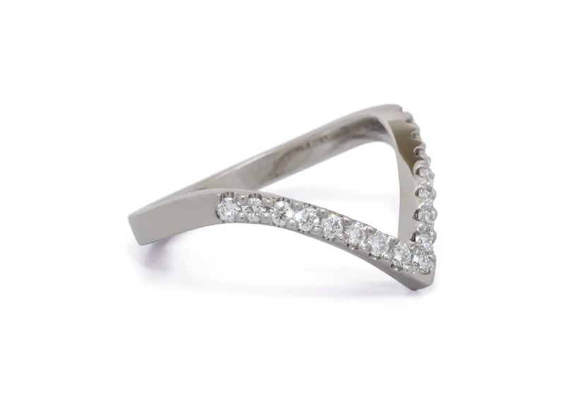 Custom Diamond Wishbone Style Wedding Band, Platinum