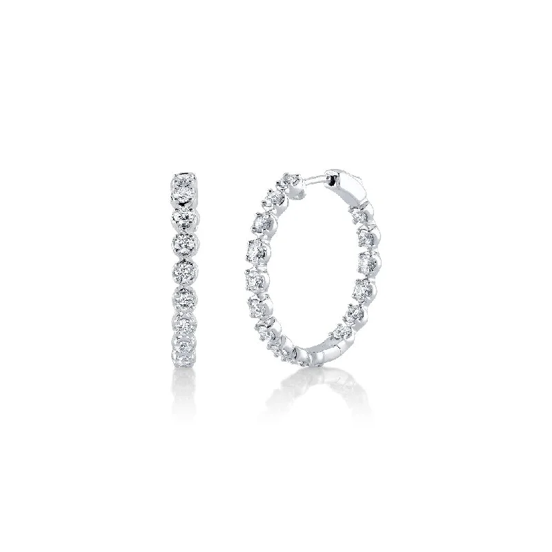 Shy Creation Crown Setting Diamond Hoops