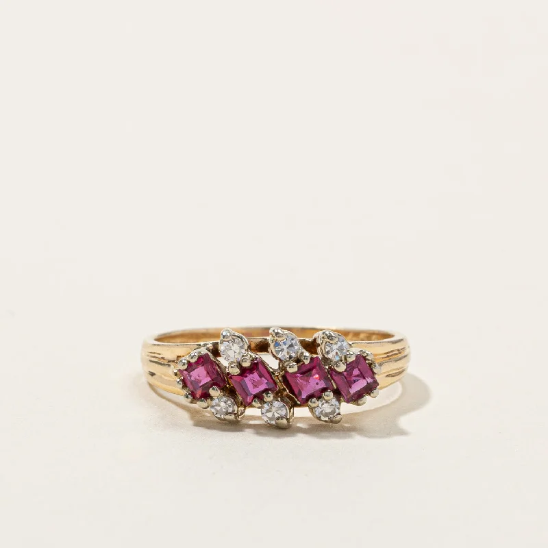 Cluster Ruby & Diamond Ring | 0.40ctw | 0.12ctw | SZ 7.5 |