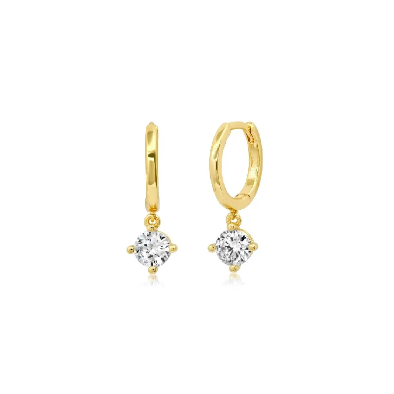 Solitaire CZ Drop Huggie Hoops