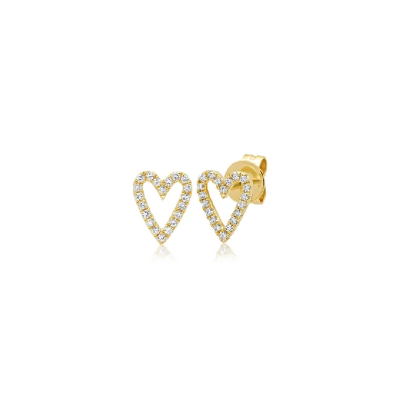 Shy Creation Diamond Elongated Open Heart Studs