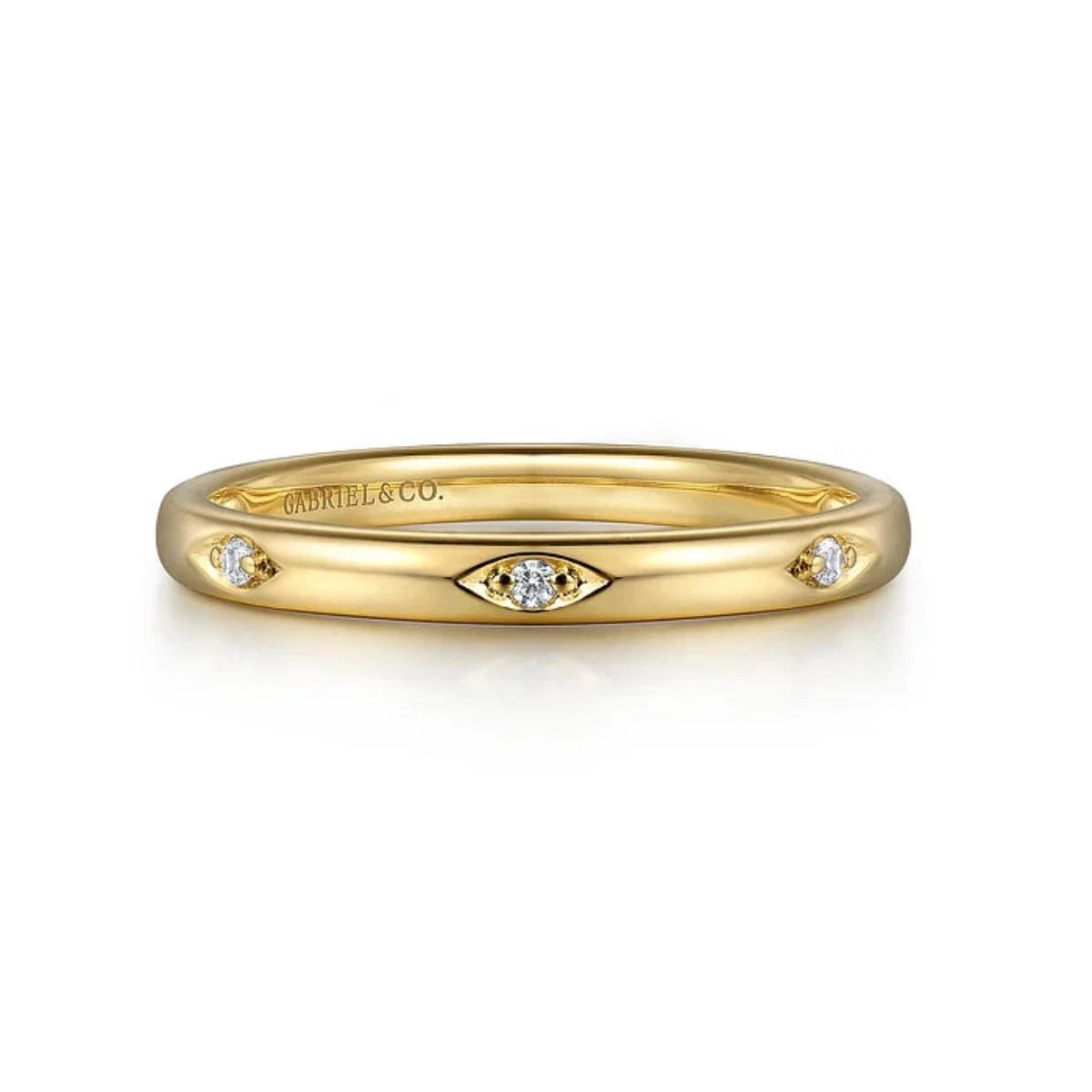 14K Y Gold 0.02ctw G/SI2 Diamond Ring with 3 Diamonds