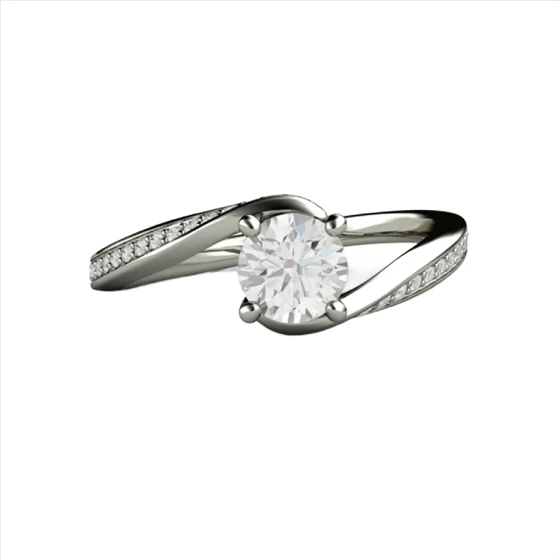 .50ct Lab Grown Diamond Solitaire Ring | Bypass Engagement Ring in Gold or Platinum