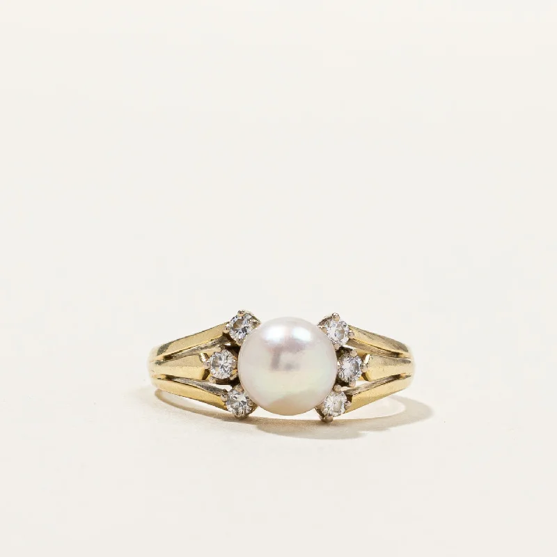 Pearl & Diamond Ring | 0.20ctw | SZ 6.75 |