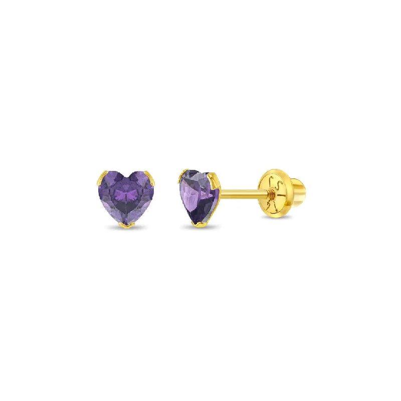 Amethyst Heart Little Girl's Stud Earring