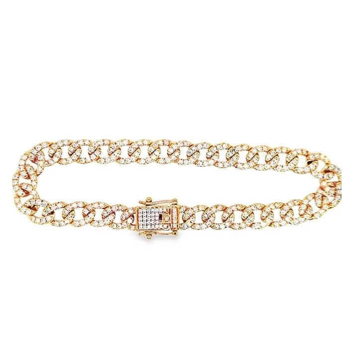 Mountz Collection 7.75" Pavé Diamond Cuban Link Bracelet in 14K Yellow Gold