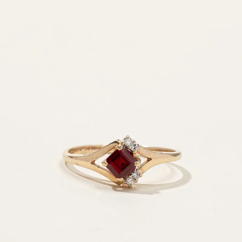 Birks' Synthetic Ruby & Diamond Ring | 0.38ct | 0.04ctw | SZ 6.75 |