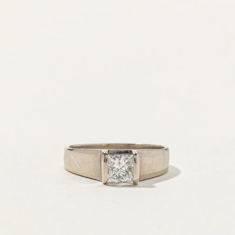 Semi Bezel Princess Cut Diamond Ring | 0.74ct SI2 H | SZ 6.5 |