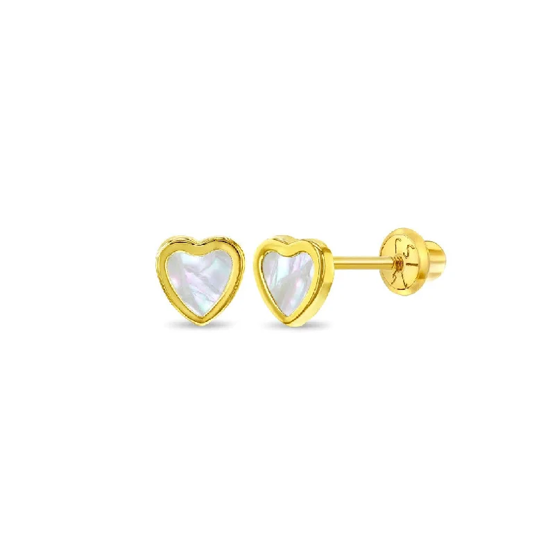 Mother of Pearl Heart Little Girl's Stud Earring