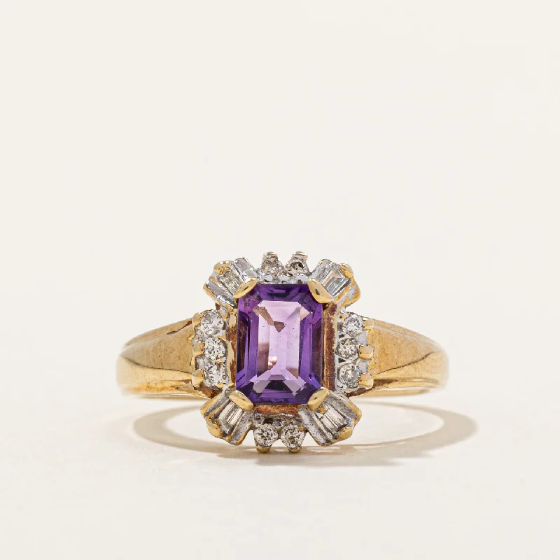 Amethyst & Diamond Halo Ring | 0.95ct, 0.14ctw | SZ 6.75 |