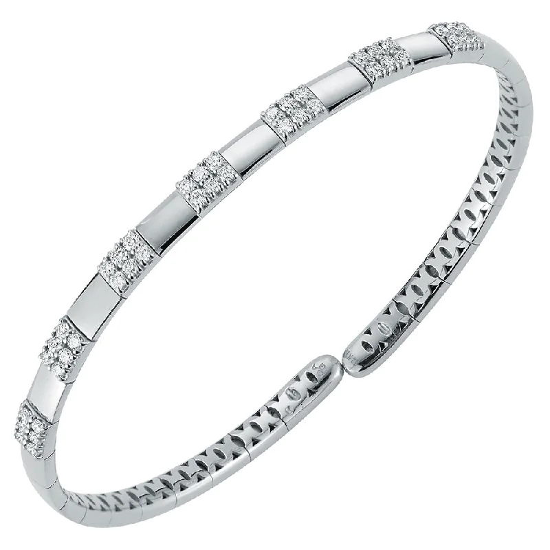 18 Karat White Gold/Rhodium Plated Diamond Bangle Bracelet