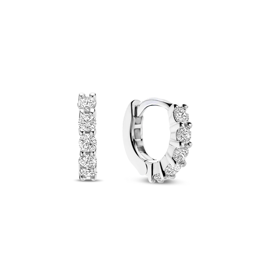 Ti Sento Milano 10mm Zirconia Silver Huggie Hoops