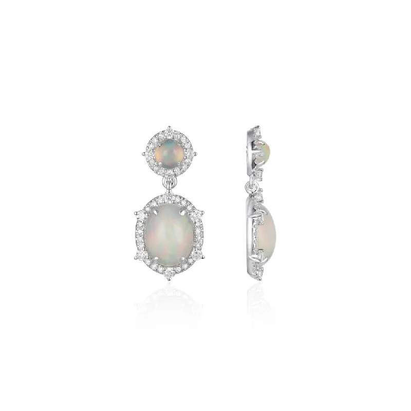 Double Opal Earrings with Diamonds