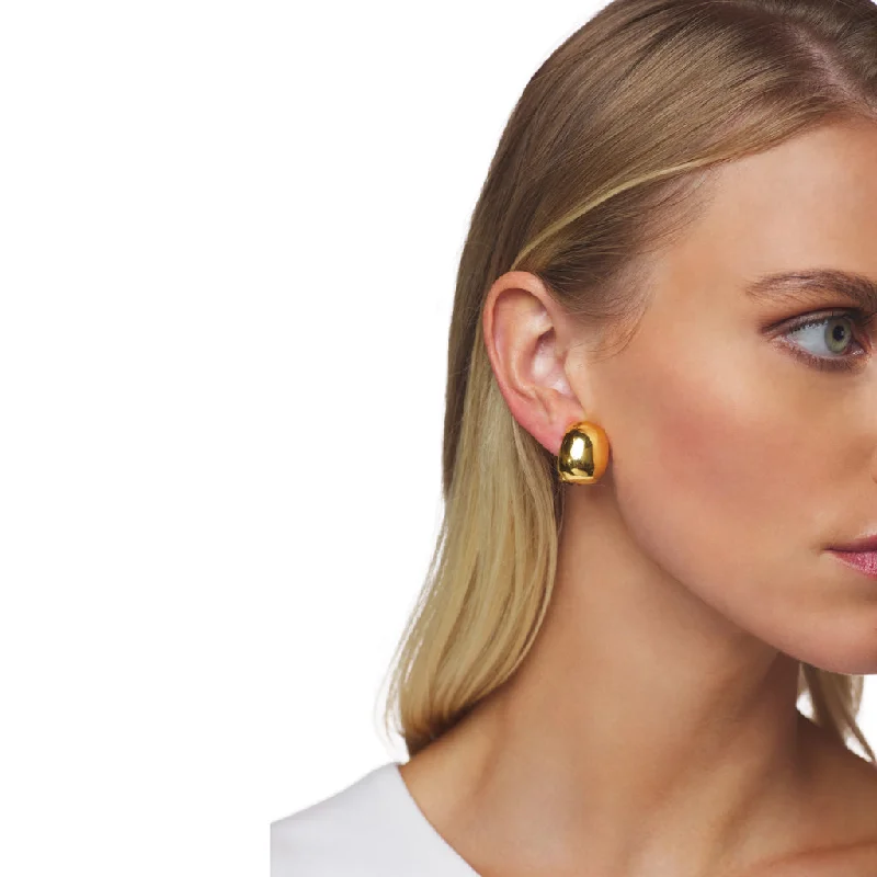 Gold Button Clip-On Earrings