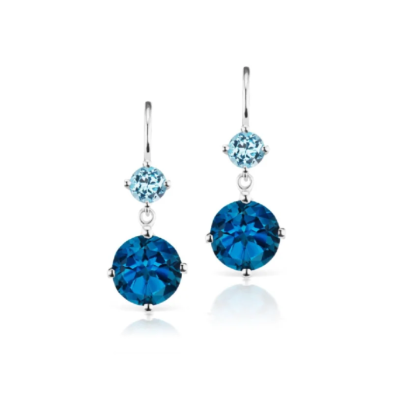 Jane Taylor Blue Topaz & London Blue Topaz Double Drop Earrings