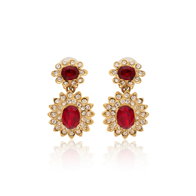 Ruby Gemstone Clip Earrings