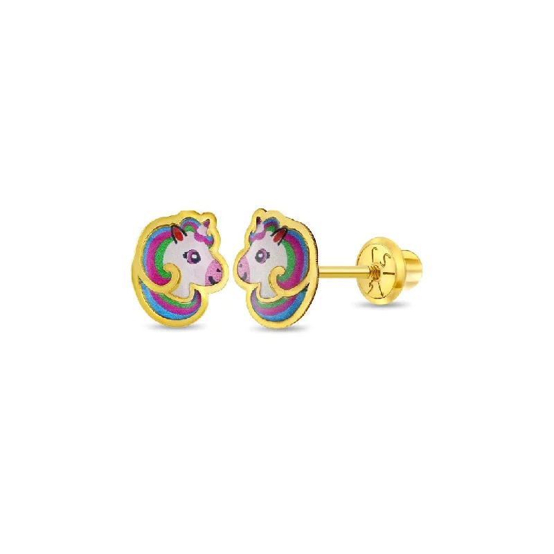 Rainbow Mane Unicorn Little Girl's Stud Earring