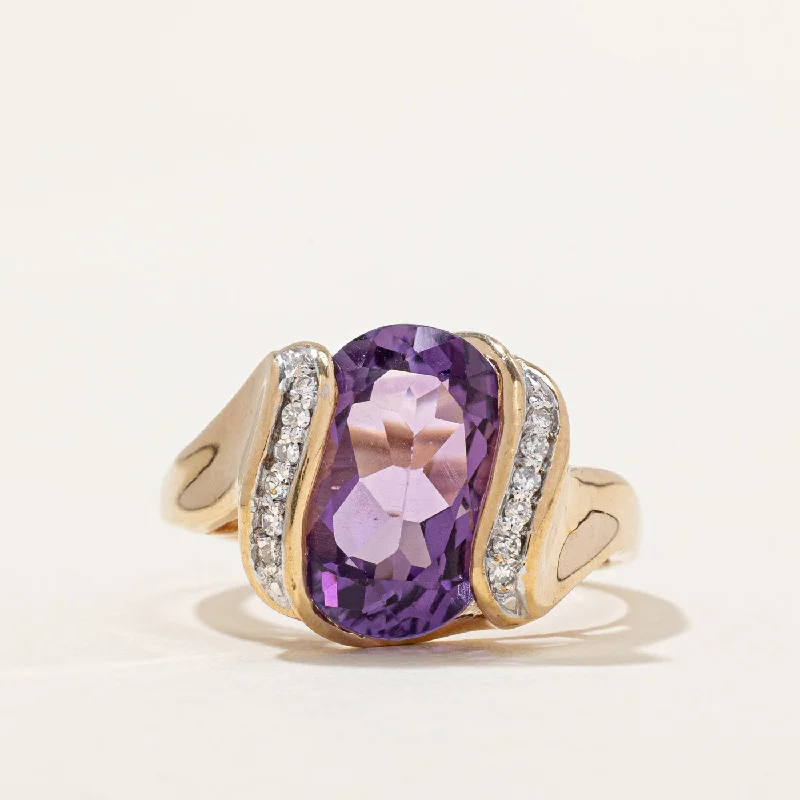 Amethyst & Diamond Cocktail Ring | 5.00ct, 0.10ctw | SZ 9.75 |