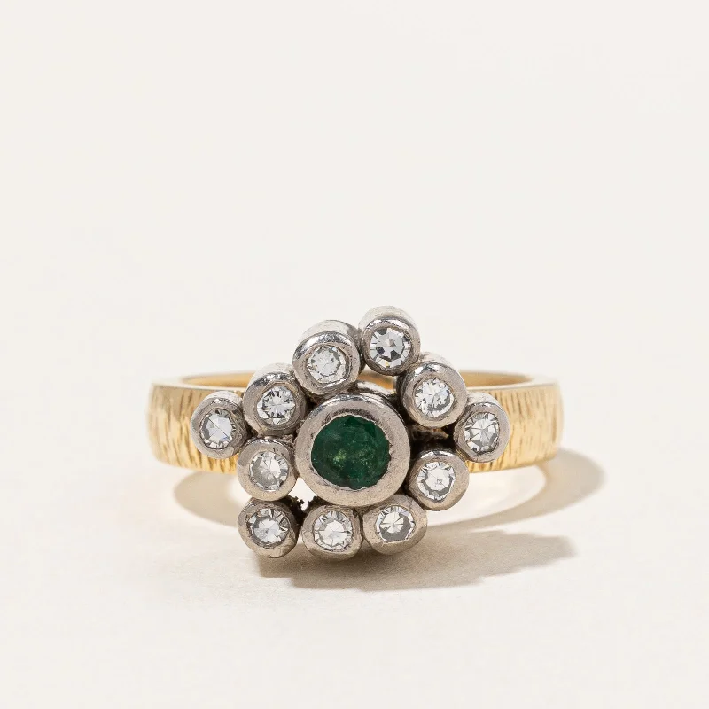 Stittgen' Diamond & Emerald Bezel Set Cocktail Ring | 0.16ctw, 0.15ct | SZ 6 |