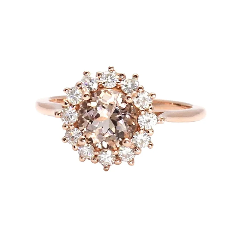 Morganite Engagement Ring Diamond Halo Cluster