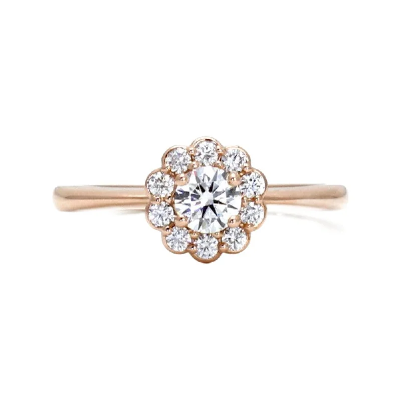 Diamond Engagement Ring Flower Shaped Halo