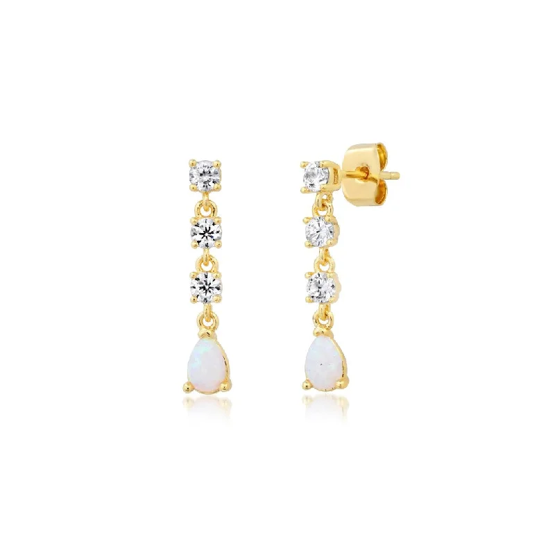 CZ and Opal Drop Earrings